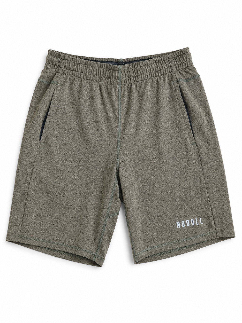 NOBULL Shorts Size Medium Olive Green Heather Zip Pockets Performance Training